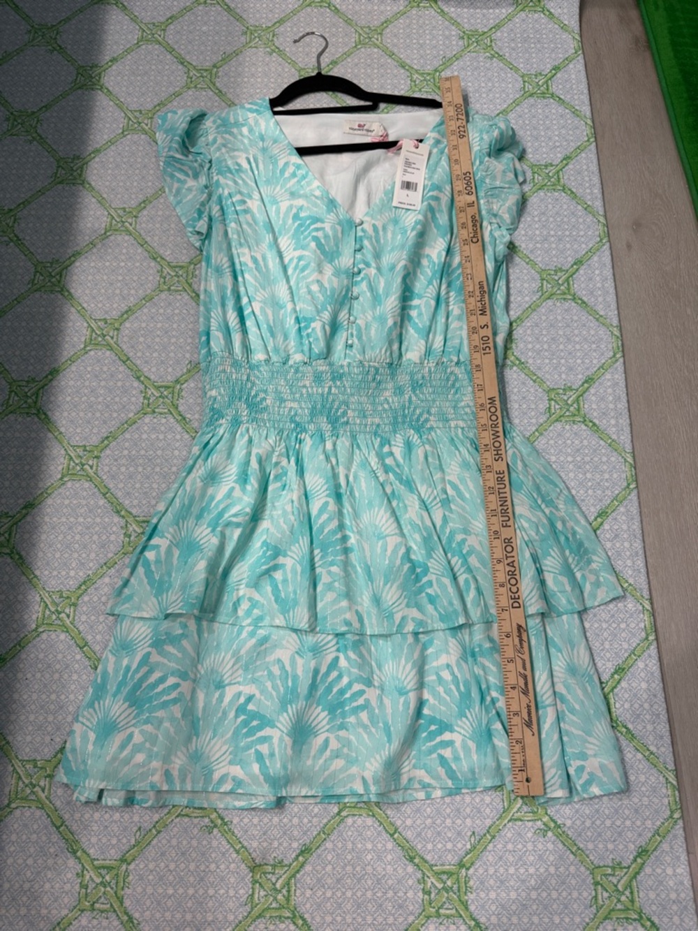 Vineyard Vines Aqua & White Floral Tiered Casual Dress